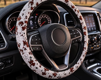 Coprivolante con stampa effetto pelle bovina marrone e nera / Impugnatura in neoprene con stampa animalier