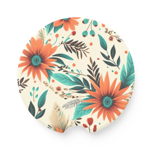 Western Boho Floral - Soapstone Car Coaster - Car Accessories - Trending on Etsy
