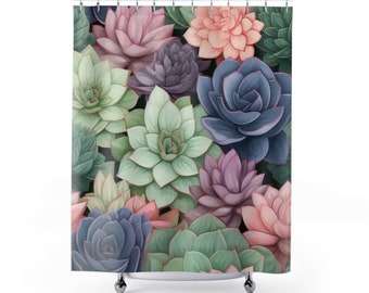 Pastell Sukkulenten Duschvorhang - 71 x 74 - Beliebtes Produkt - Trending auf Etsy
