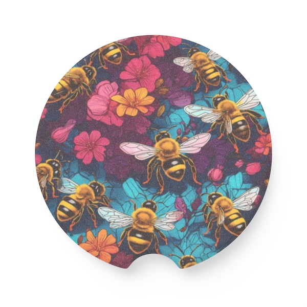 Vibrant Bees - Soapstone Car Coaster - Trending & Popular Item