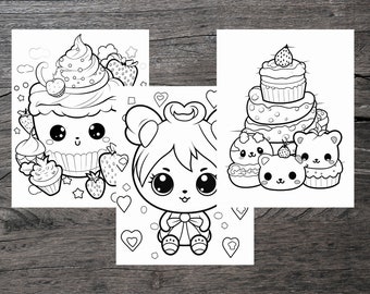 Cute Kawaii 100 Coloring Pages Book Fun and Adorable Designs