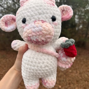 Cute crochet homemade strawberry cow plush amigurumi