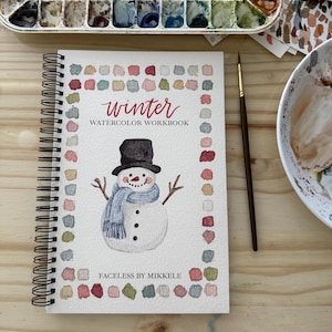 Winter Watercolor Book | Painting Workbook | Winter Art | Art Workbook | Adult Coloring Book | Step By Step | Beginner Painting
