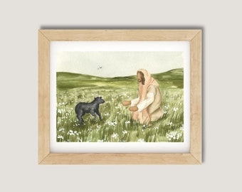 The One | Religious Artwork  | Religious Art |Christian Artwork | Religious Watercolor | Utah Artist | Lyric Page | Lost Sheep | Black Sheep