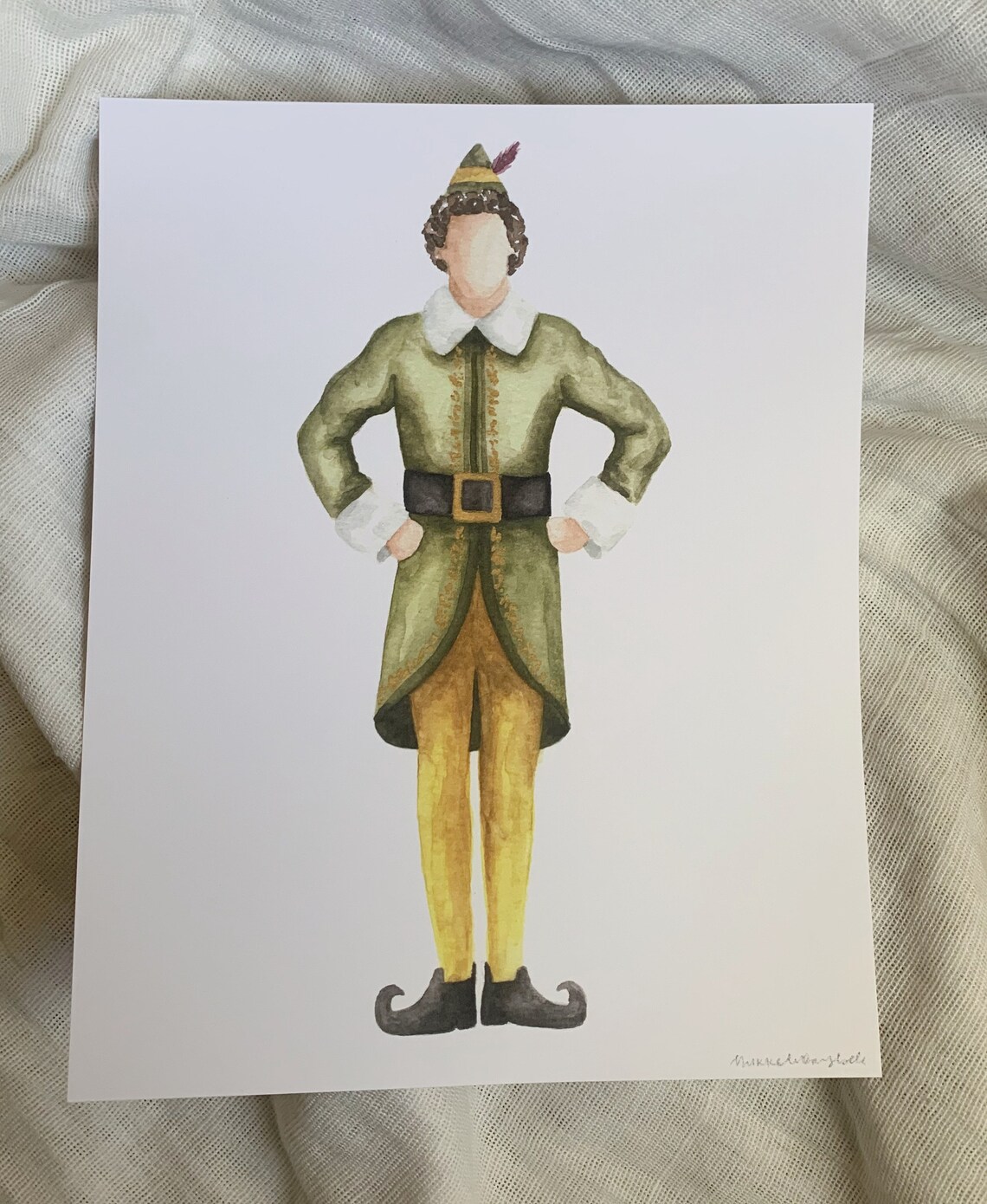 Elf Face Less Portrait Elf Faceless Watercolor | Elf Watercolor | Christmas Artwork | Faceless ...