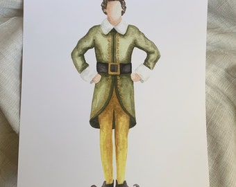 Elf Faceless Watercolor | Elf Watercolor | Christmas Artwork | Faceless Artwork | Christmas Art | Watercolor Painting | Watercolor