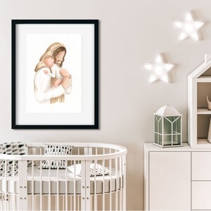 Ritratto di perdita di un bambino/Regalo per la perdita di un neonato/Regalo per la mamma/Madre in attesa/Immagine di Cristo/Abbraccio di Cristo/Arredamento per la casa moderno/Arredamento per la casa