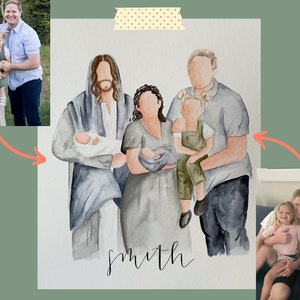 Custom Family Portrait Couple Watercolor Personalized Portrait Personalized Gifts Gift for her Custom Couple Portrait Family image 4