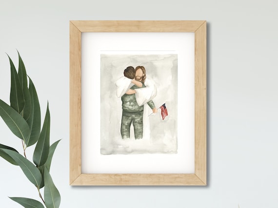 Soldier Hugging Jesus | Religious Artwork | Soldier Artwork | Utah Artist | Veteran Painting | Comfort Painting | Faceless Artwork