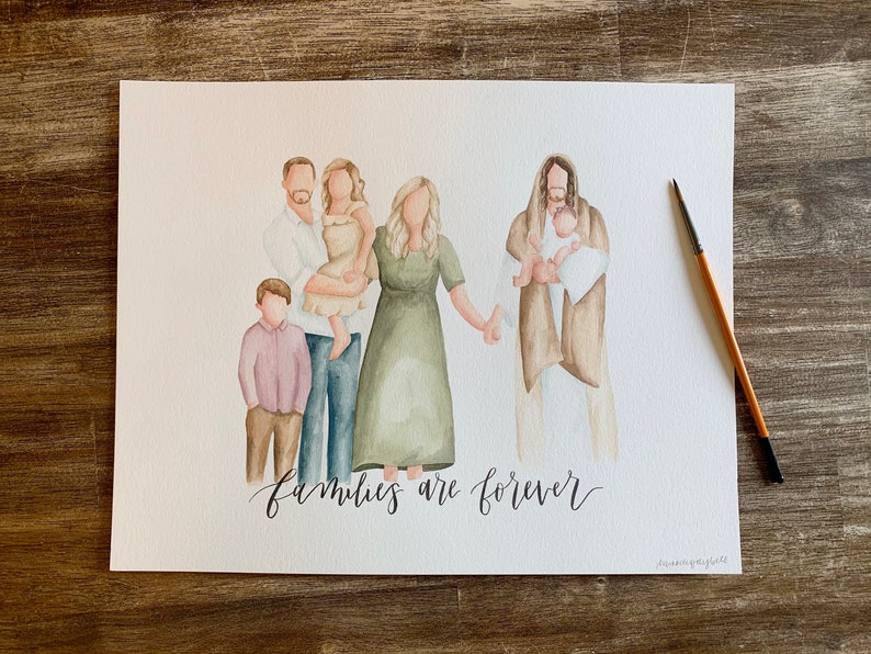 Custom Family Portrait Couple Watercolor Personalized Portrait Personalized Gifts Gift for her Custom Couple Portrait Family image 1