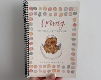 Libro de acuarelas de primavera / Cuaderno de trabajo de pintura / Arte de primavera / Cuaderno de trabajo de arte / Libro para colorear para adultos / Paso a paso / Pintura para principiantes