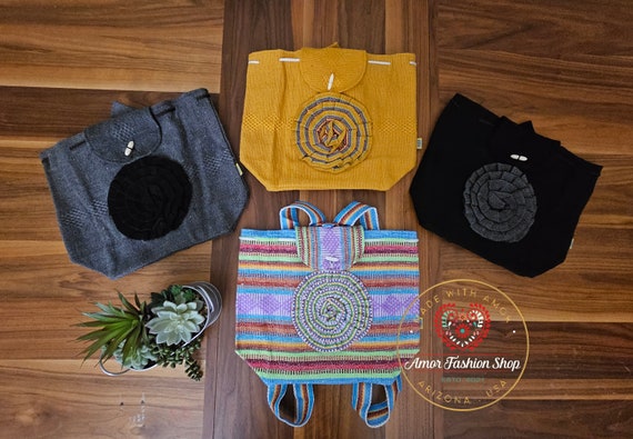 Colorful Beach Boho Mexican Jerga Backpacks / Mochilas de Jerga