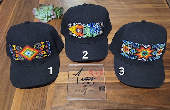 Beaded Decorative Handcraft Baseball Cap  / Cachucha - Gorra con aplicasion de Chaquira Huichol Artesanal