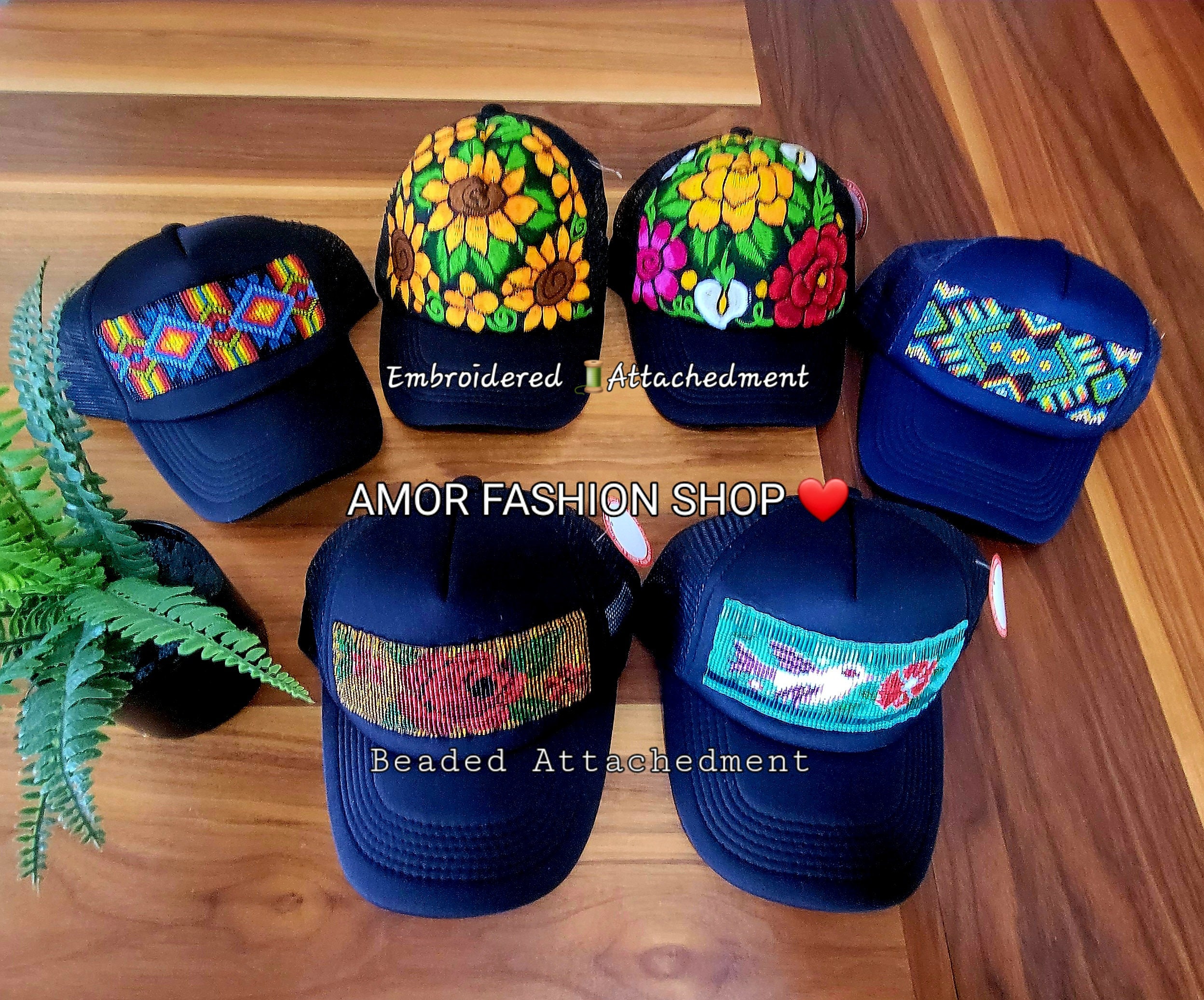 taza Migración Histérico Beaded Decorative Handcraft Baseball Trucker Cap or Embroidered / Cachucha  - Gorra con aplicasion de Chaquira Huichol Artesanal o Bordado