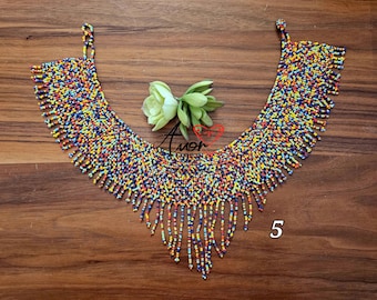 Lätzchen Kragen Halskette: Indigener Huichol Schmuck