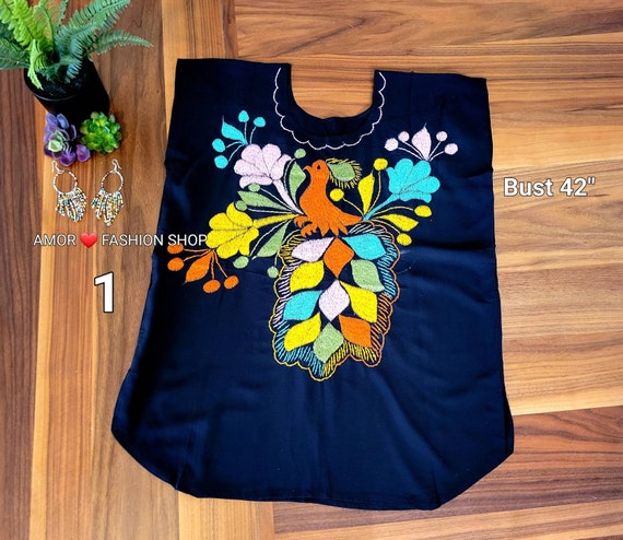 Hand Embroidered Floral Huipil Top: Oaxaca Artisan Blouse