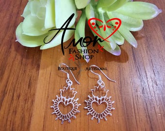 Sagrado Corazón Silver Earrings / Aretes en Plata