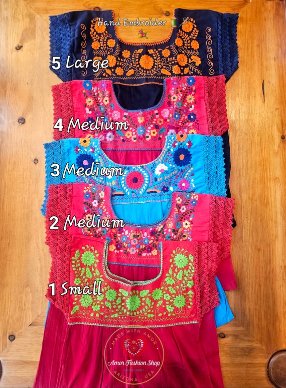 Colorful Hand Embroidered Bohemian Mexican Tops Fresh Thin Cotton Open Slip on Back, Vacation Top / Blusa Mexicana Bordada a Mano