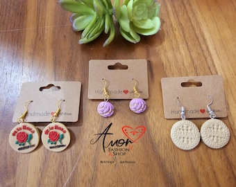 Mazapan y Galleta Maria Dangling Earrings