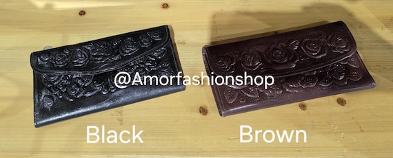 Coloful Mexican Leather Tri -Fold Wallets / Carteras Coloridas Mexicanas de Piel Grabado