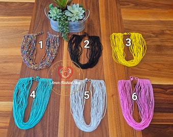 Beaded Strand Necklace: Single Color, 24-Strand