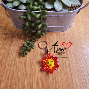 Colorful Sun Beaded Keychains Artisan Made - Llaveros Sol Chaquira Huichol Artesanal