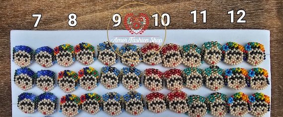 Frida Beaded Stud Earrings / Aretes Broquales Artesanal Frida