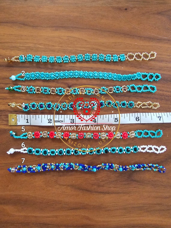 Nicely Beaded Bracelets with crystals - Lindas Pulceras de Chaquira con Cristales