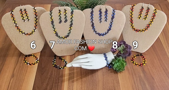 Lovely Florecitas Chaquira Choker 3 Piece SET Collar Necklace Bracelet and Earrings Gargantilla Florecitas Huichol Chaquira