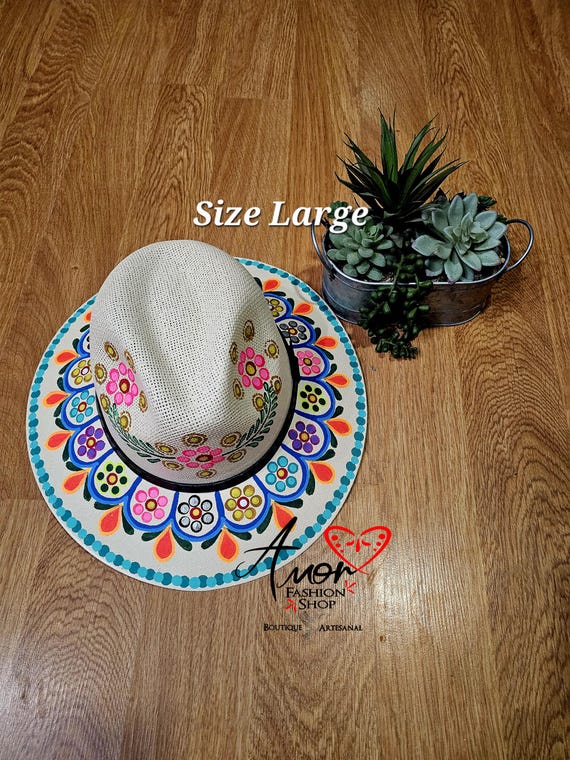 Floral Designs Authentic Hand Painted Hats. Sombrero Pintado a Mano Artesanal Floral