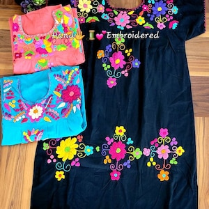 ユニークな手刺繍 XL / XXL ドレス / Vestido Bordado a Mano Artesanal Mexicano