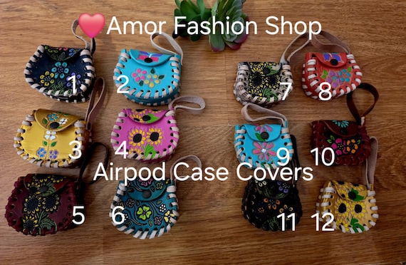 Mexican Airpods Cover Cases Leather Handpainted