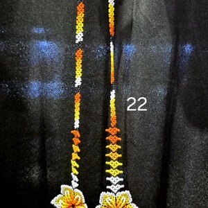 Huichol 2 Piece Necklace Beaded SET with Earrings in different colors - Juego Collar Girasol Flor Huichol Chaquira Artesanal 22