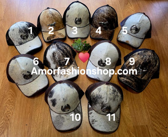 Cowhide Trucker Caps Adjustable Strap / Cachuca Gorra Artesanal Mexicano.