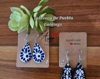 Talavera De Puebla Earrings: Artesanal Mexican Drop Earrings