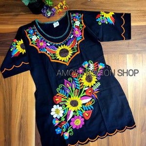 Sunflower Embroidered Artesanal Dress Size S - Bluson Bordado Girasoles Talla S
