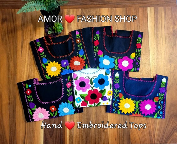 Gourges Nicely Hand Embroidered Handcraft Mexican Tops  Onesize / Unitalla Hermosas Blusas Bordadas a Mano Artesanal
