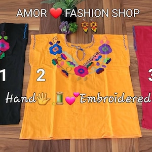 ゴージャスな伝統的なカラフルな花柄の手刺繍トップス ワンサイズ - Lindas Blusas Bordadas a Mano Floral Tradicional Artesanal Unitalla