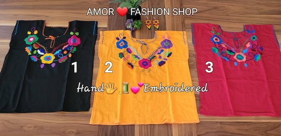 Gorgeous Traditional Colorful Floral Hand Embroidered Tops Onesize - Lindas Blusas Bordadas a Mano Floral Tradicional Artesanal Unitalla