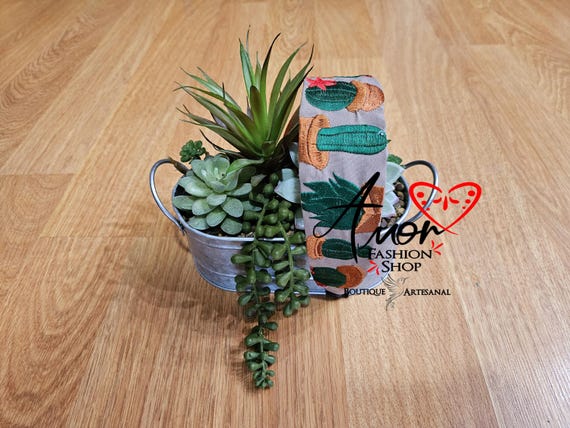 Embroidered Headband: Sunflower or Cactus, Artesanal Mexicana