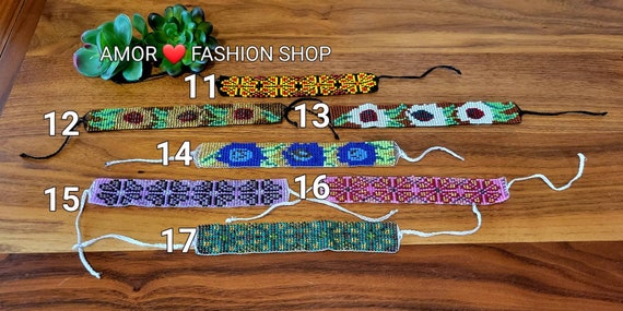 Artisan Beaded Anklet Bracelet: Native Huichol Design