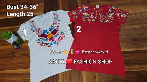 Hand Embroidered Floral, Tenango, Butterfly or Sunflower T-shirts / Playera Artesanales Otomi Bordadas a Mano en Girasol o Mariposa