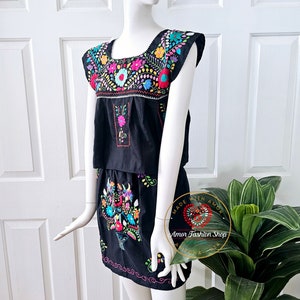 Catrina Two Piece Crop Top and Skirt  Hand Embroidere