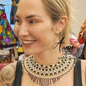 Beautiful Bib Beaded Collar Necklaces Indigenous Jewelry - Hermosos Collares Fleco Cleopatra Flecos  Chaquira Huichol