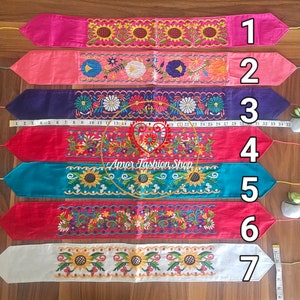 Cintura con girasole floreale ricamato: fascia in seta artigianale messicana