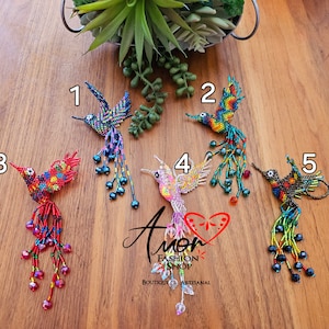 Llaveros Chupa Rosa Chaquira Colibri Huichol Artesanal