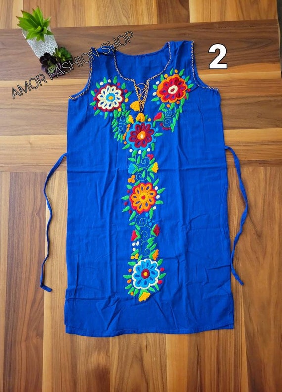 Hand Embroidered Sleeveless Dress: Floral Bohemian M/L