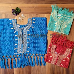 タッセル Rebozo 手刺繍クロップトップ ベスト軽量半袖カーディガン ジャケット / Saco Corto Artesanal Bordada A Mano Tela Rebozo