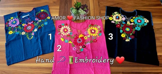 Hand Embroidery Floral Mexican Top: Authentic Boho Blouse
