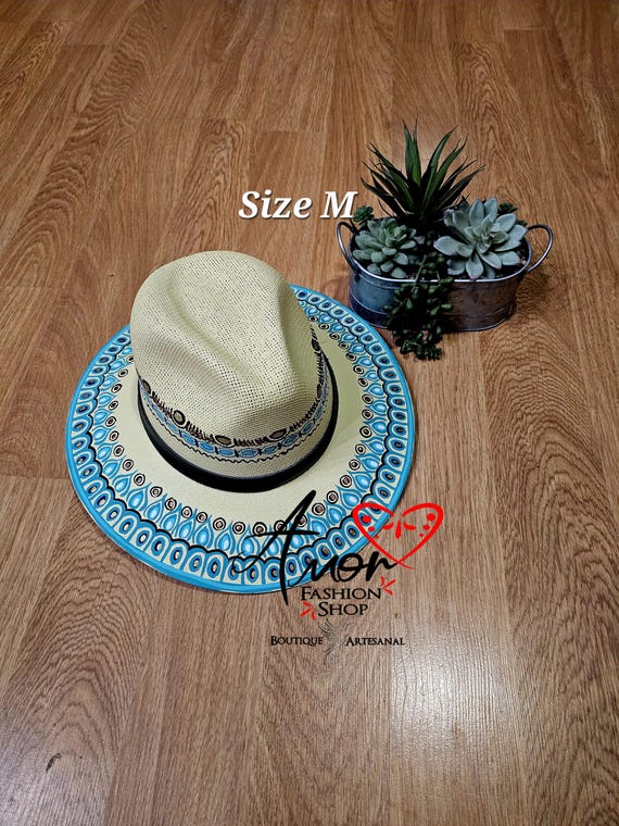 Geometric Designs Authentic Hand Painted Hats. Sombrero Pintado a Mano Artesanal